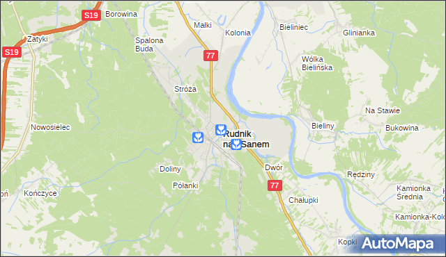 mapa Rudnik nad Sanem, Rudnik nad Sanem na mapie Targeo