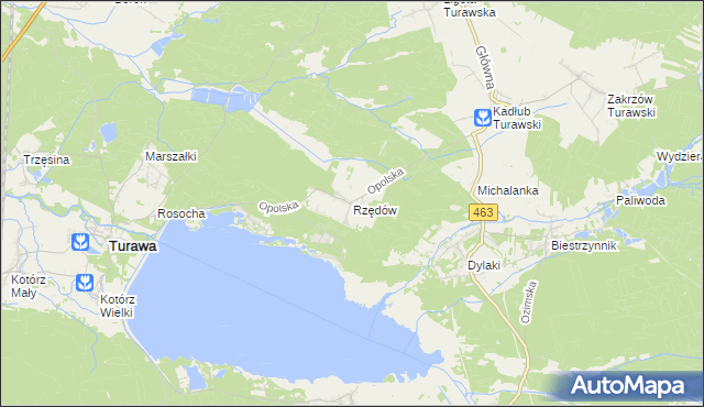 mapa Rzędów gmina Turawa, Rzędów gmina Turawa na mapie Targeo
