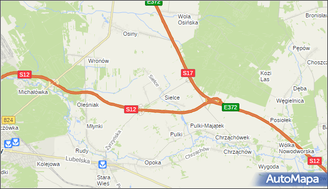 mapa Sielce gmina Końskowola, Sielce gmina Końskowola na mapie Targeo