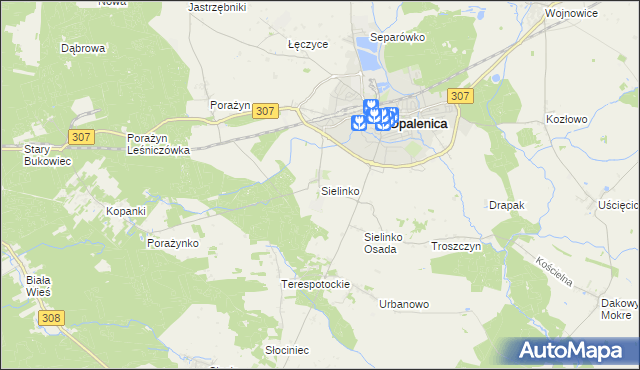 mapa Sielinko, Sielinko na mapie Targeo