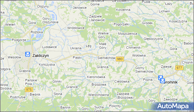 mapa Siemiechów gmina Gromnik, Siemiechów gmina Gromnik na mapie Targeo