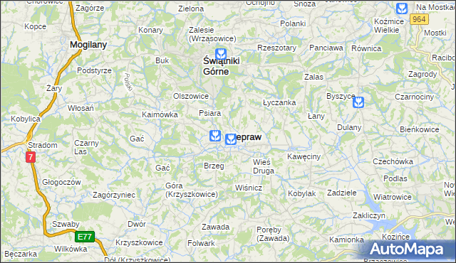 mapa Siepraw, Siepraw na mapie Targeo