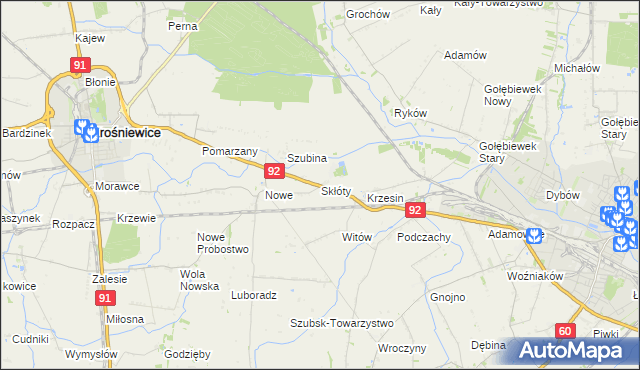 mapa Skłóty, Skłóty na mapie Targeo