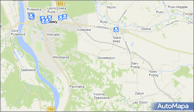 mapa Skowieszyn, Skowieszyn na mapie Targeo