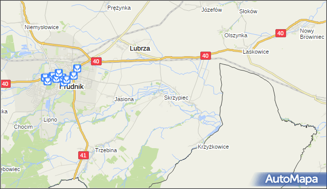 mapa Skrzypiec gmina Lubrza, Skrzypiec gmina Lubrza na mapie Targeo