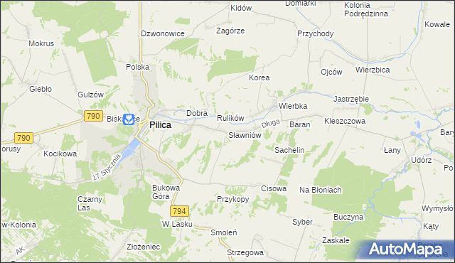 mapa Sławniów, Sławniów na mapie Targeo