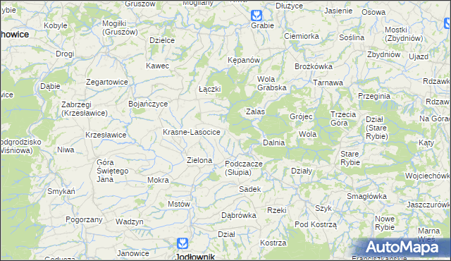 mapa Słupia gmina Jodłownik, Słupia gmina Jodłownik na mapie Targeo