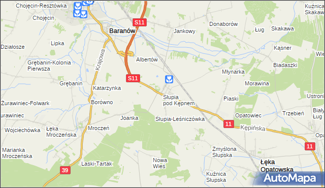 mapa Słupia pod Kępnem, Słupia pod Kępnem na mapie Targeo