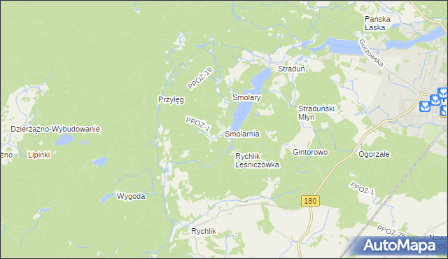 mapa Smolarnia gmina Trzcianka, Smolarnia gmina Trzcianka na mapie Targeo
