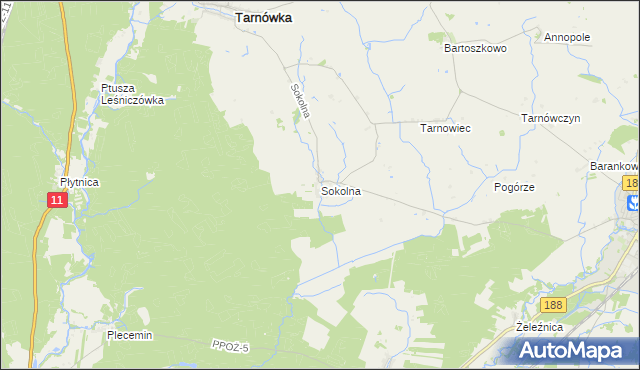 mapa Sokolna, Sokolna na mapie Targeo