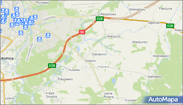 mapa Stanięcino, Stanięcino na mapie Targeo