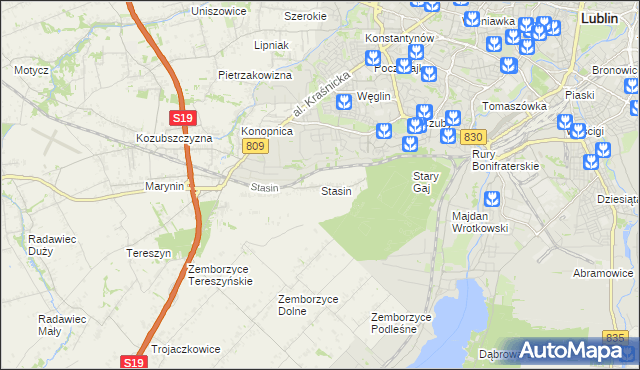 mapa Stasin gmina Konopnica, Stasin gmina Konopnica na mapie Targeo