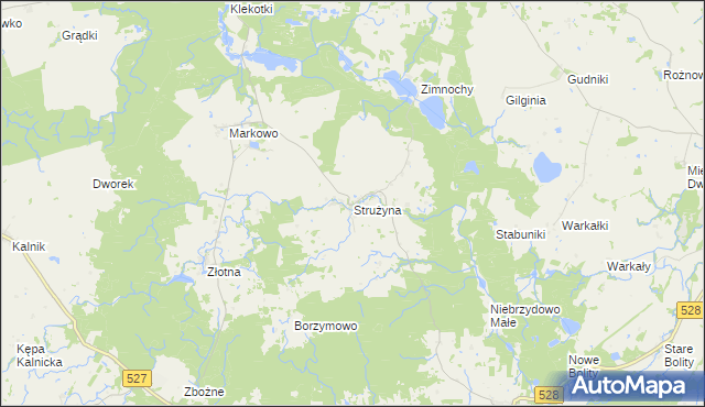 mapa Strużyna gmina Morąg, Strużyna gmina Morąg na mapie Targeo