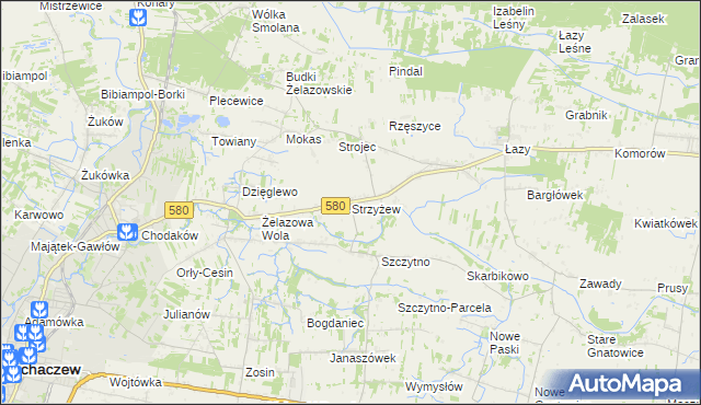 mapa Strzyżew gmina Kampinos, Strzyżew gmina Kampinos na mapie Targeo