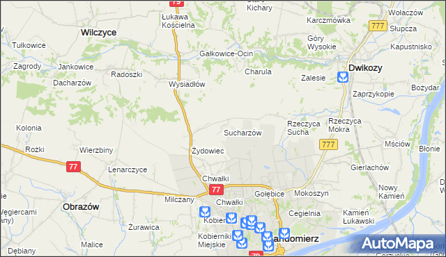 mapa Sucharzów, Sucharzów na mapie Targeo