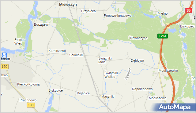 mapa Świątniki Małe gmina Mieleszyn, Świątniki Małe gmina Mieleszyn na mapie Targeo