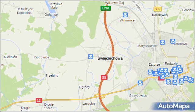 mapa Święciechowa, Święciechowa na mapie Targeo