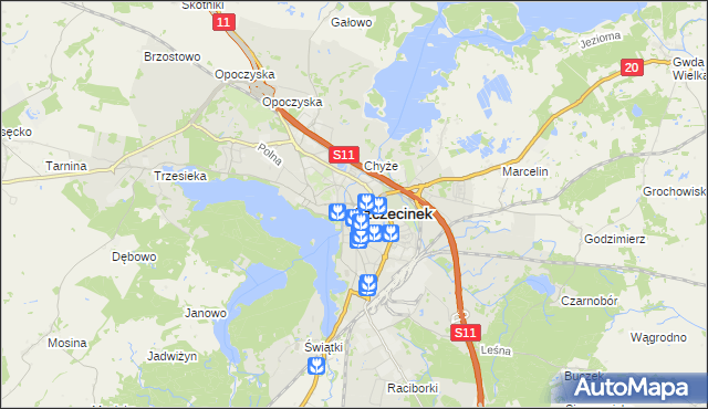 mapa Szczecinek, Szczecinek na mapie Targeo