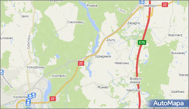 mapa Szpęgawsk, Szpęgawsk na mapie Targeo