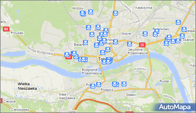 mapa Torunia, Toruń na mapie Targeo