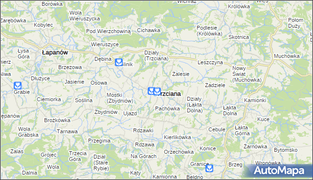 mapa Trzciana powiat bocheński, Trzciana powiat bocheński na mapie Targeo