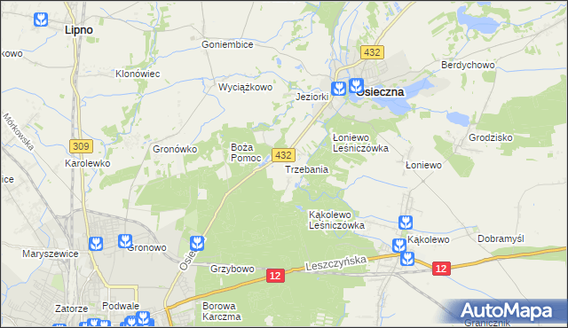 mapa Trzebania, Trzebania na mapie Targeo