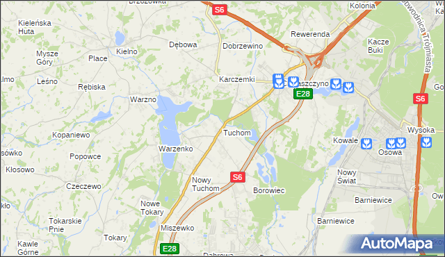 mapa Tuchom, Tuchom na mapie Targeo