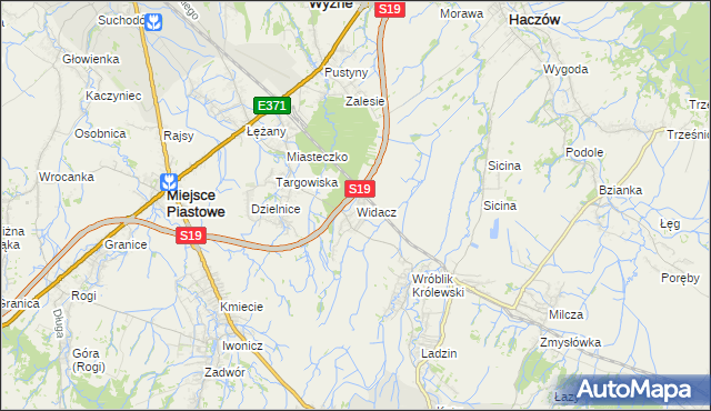 mapa Widacz gmina Miejsce Piastowe, Widacz gmina Miejsce Piastowe na mapie Targeo