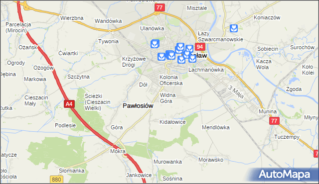 mapa Widna Góra, Widna Góra na mapie Targeo