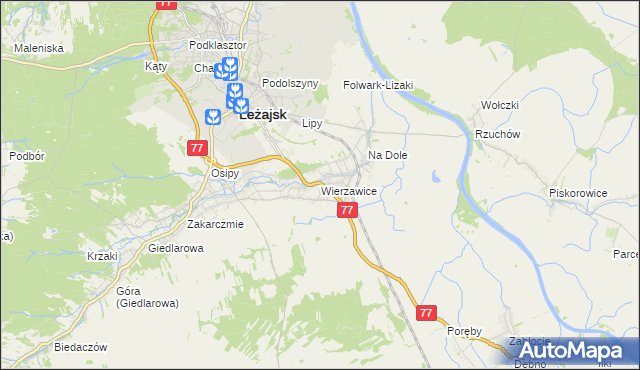 mapa Wierzawice, Wierzawice na mapie Targeo