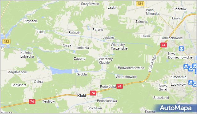 mapa Wierzchy Kluckie, Wierzchy Kluckie na mapie Targeo