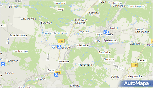 mapa Wiesiółka gmina Łazy, Wiesiółka gmina Łazy na mapie Targeo