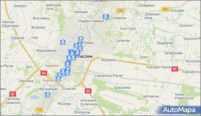 mapa Wojtówka gmina Sochaczew, Wojtówka gmina Sochaczew na mapie Targeo