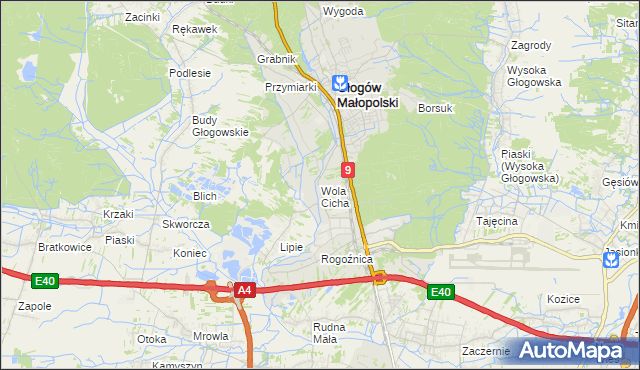 mapa Wola Cicha, Wola Cicha na mapie Targeo