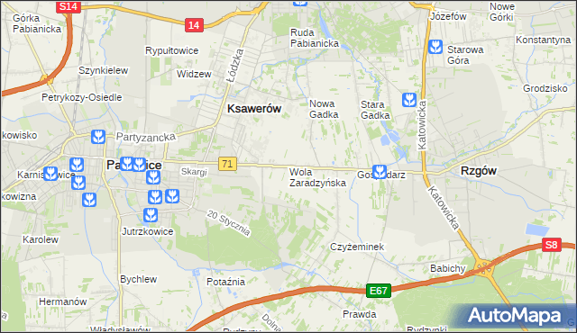 mapa Wola Zaradzyńska, Wola Zaradzyńska na mapie Targeo