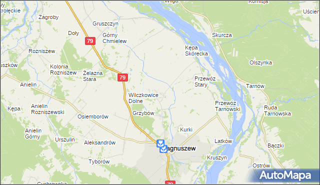 mapa Wólka Tarnowska gmina Magnuszew, Wólka Tarnowska gmina Magnuszew na mapie Targeo