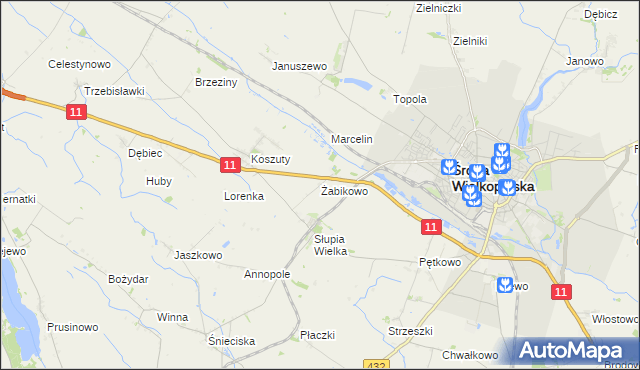 mapa Żabikowo, Żabikowo na mapie Targeo