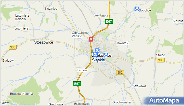 mapa Ząbkowice Śląskie, Ząbkowice Śląskie na mapie Targeo