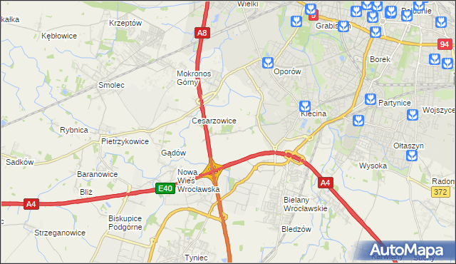 mapa Zabrodzie gmina Kąty Wrocławskie, Zabrodzie gmina Kąty Wrocławskie na mapie Targeo