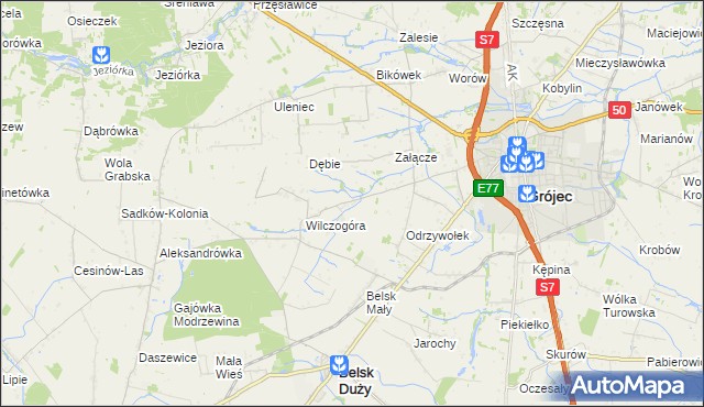 mapa Złota Góra gmina Belsk Duży, Złota Góra gmina Belsk Duży na mapie Targeo