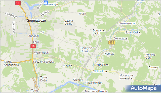 mapa Boratyniec Ruski, Boratyniec Ruski na mapie Targeo