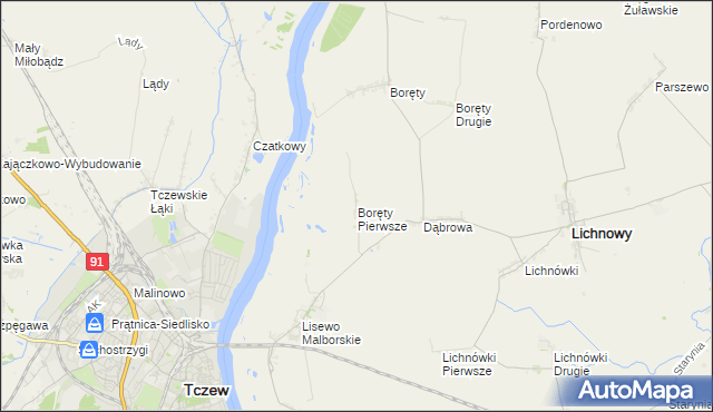 mapa Boręty Pierwsze, Boręty Pierwsze na mapie Targeo