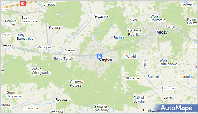 mapa Cegłów powiat miński, Cegłów powiat miński na mapie Targeo