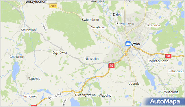 mapa Chomice gmina Bytów, Chomice gmina Bytów na mapie Targeo
