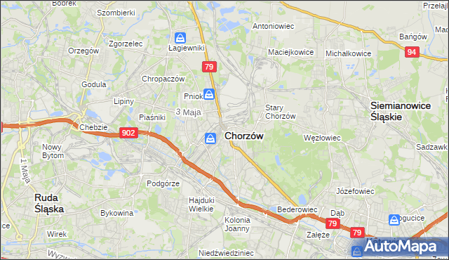 mapa Chorzów, Chorzów na mapie Targeo
