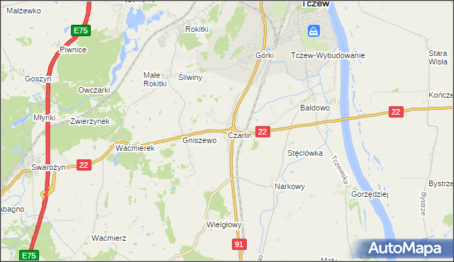 mapa Czarlin, Czarlin na mapie Targeo