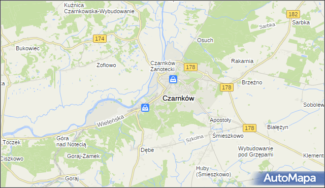 mapa Czarnków, Czarnków na mapie Targeo