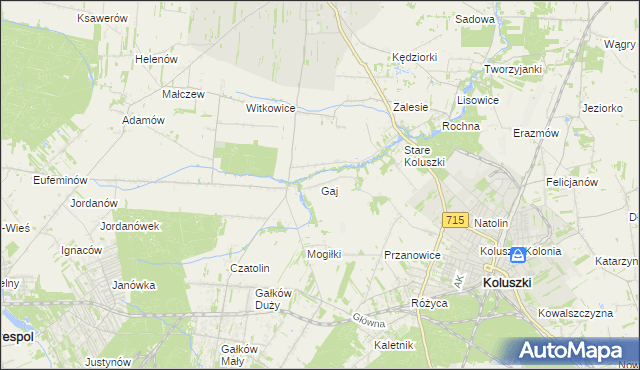 mapa Gaj gmina Brzeziny, Gaj gmina Brzeziny na mapie Targeo