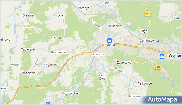 mapa Gościcino, Gościcino na mapie Targeo