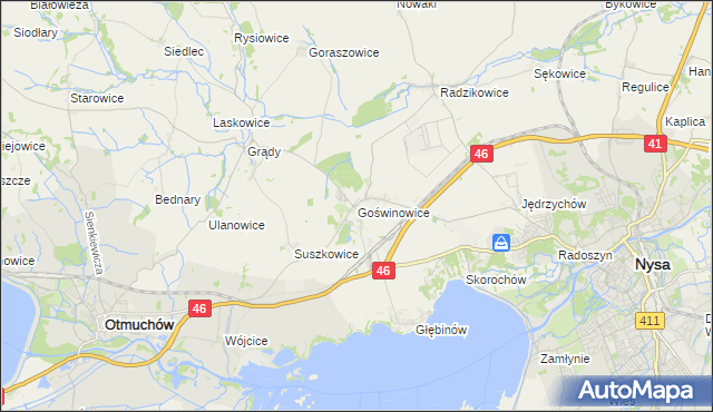 mapa Goświnowice, Goświnowice na mapie Targeo